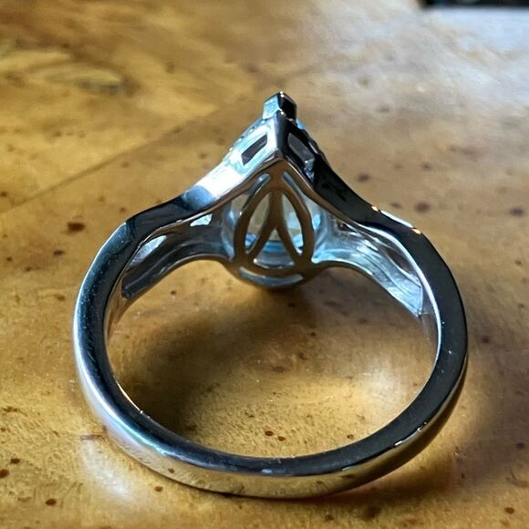 Natural Sky Blue Topaz Sterling Silver Ring Size 8 - Picture 5 of 9